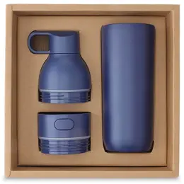 Ruvo Change Zero 2-in-1 Modular Hydration Gift Set Navy Gift Box Open